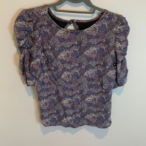 NWT‎ Abercrombie Floral Rouched Sleeve Top, Size Medium